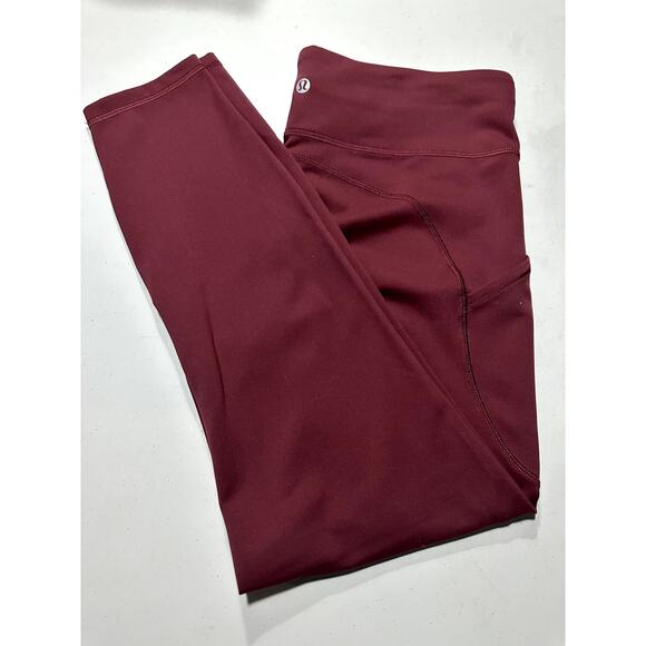 Lululemon Invigorate High-Rise Tight 25" Size 10 Red Merlot - Picture 8 of 9